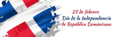 Çeviri: 27 Şubat, Dominik Cumhuriyeti Bağımsızlık Günü. Vektör çizimi. Tebrik kartı, poster ve afiş için uygun 
