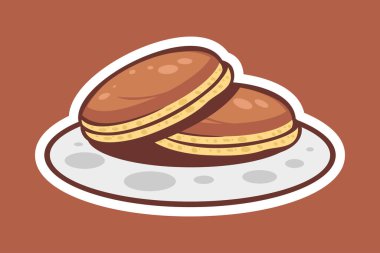 Geleneksel Japon gözleme dorayaki. Isınmaya hazır. Vektör illüstrasyonu. 