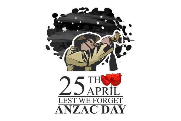 April Lest Forget Happy Anzac Day Vector Illustration Suitable Greeting — Stock Vector