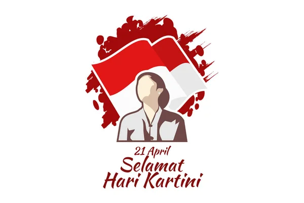 Traducción Abril Feliz Día Kartini Kartini Los Héroes Educación Las — Archivo Imágenes Vectoriales