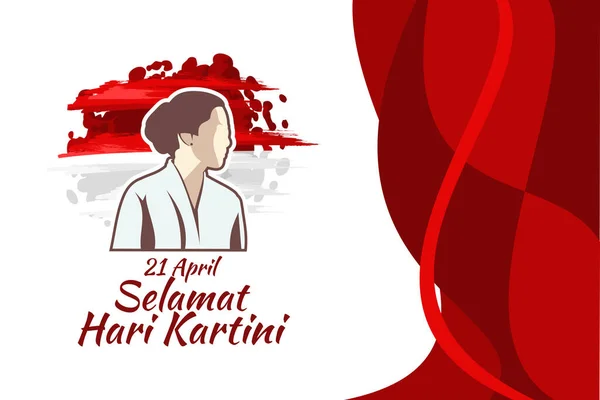 Terjemahan April Selamat Hari Kartini Kartini Pahlawan Pendidikan Perempuan Dan - Stok Vektor