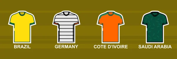 Camiseta Fútbol Para Hombres 2021 Brazil Germany Cte Ivoire Saudi — Vector de stock