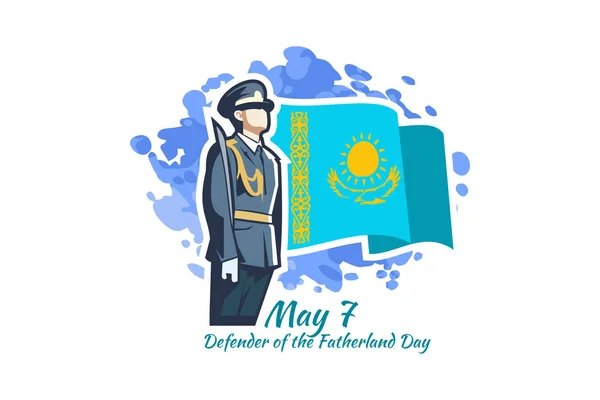 7 Mayıs, Anavatan Gününün Koruyucusu. Kazakistan vektör illüstrasyonunda halka açık tatiller. Tebrik kartı, poster ve afiş için uygun.