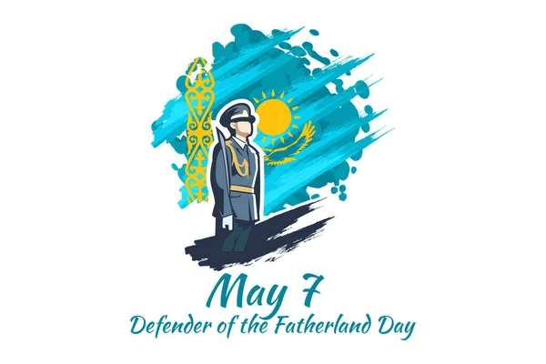 7 Mayıs, Anavatan Gününün Koruyucusu. Kazakistan vektör illüstrasyonunda halka açık tatiller. Tebrik kartı, poster ve afiş için uygun.