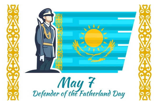 7 Mayıs, Anavatan Gününün Koruyucusu. Kazakistan vektör illüstrasyonunda halka açık tatiller. Tebrik kartı, poster ve afiş için uygun.