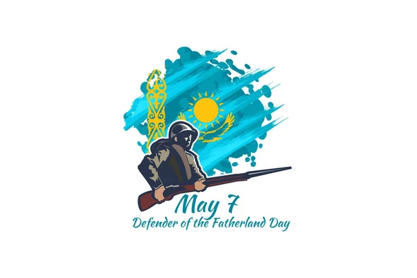 7 Mayıs, Anavatan Gününün Koruyucusu. Kazakistan vektör illüstrasyonunda halka açık tatiller. Tebrik kartı, poster ve afiş için uygun.