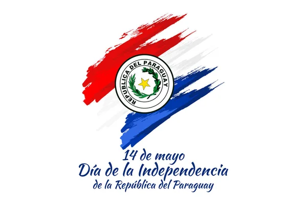 Çeviri: 14 Mayıs, Paraguay Cumhuriyeti Bağımsızlık Günü. Paraguay vektör illüstrasyonunun bağımsızlık günü. Tebrik kartı, poster ve afiş için uygun 