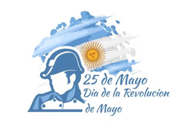 Tercümesi: 25 Mayıs Devrim Günü. Da de la Revolucin de Mayo. Arjantin Devrimi vektör illüstrasyonu. Tebrik kartı, poster ve afiş için uygun 