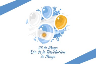 Tercümesi: 25 Mayıs Devrim Günü. Da de la Revolucin de Mayo. Arjantin Devrimi vektör illüstrasyonu. Tebrik kartı, poster ve afiş için uygun 