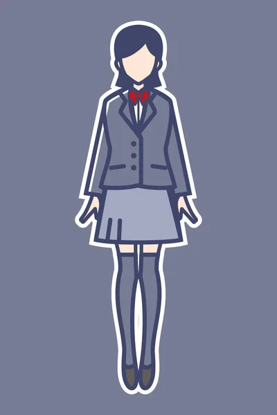 High School Girl Blazer Uniform Vector Icon Japanese School Girl — Stock Vector