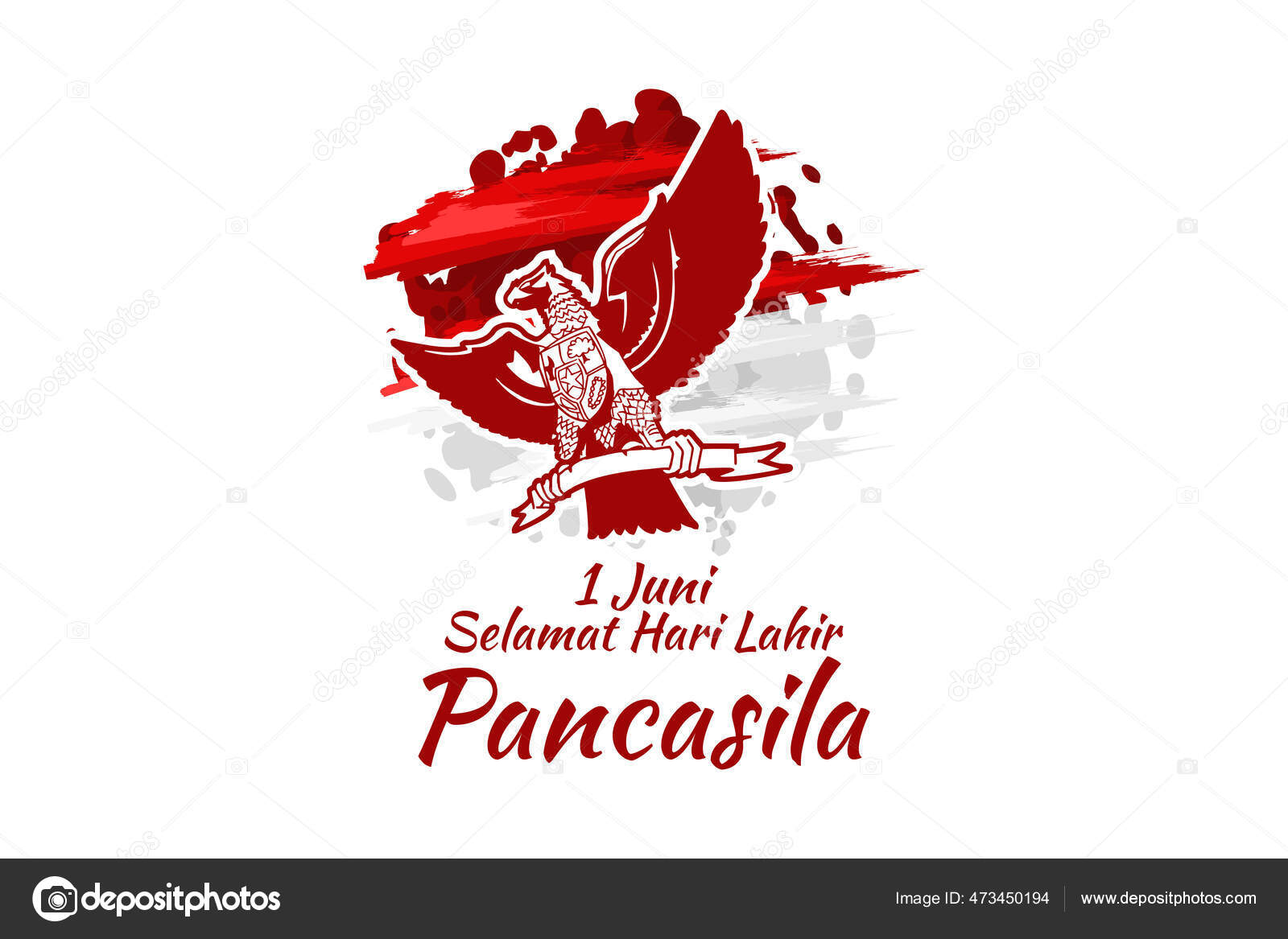 June Happy Birthday Pancasila Juni Selamat Hari Lahir Pancasila Vector