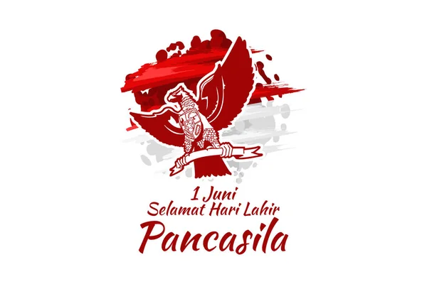 Översättning Juni Grattis Födelsedagen Pancasila Juni Selamat Hari Lahir Pancasila — Stock vektor