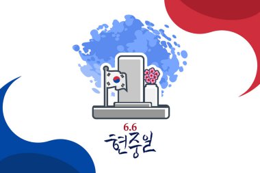 Çeviri: 6 Haziran Anma Günü. Güney Kore Anma Günü (Hyeon Chung-Il) vektör illüstrasyonu. Tebrik kartı, poster ve afiş için uygun.