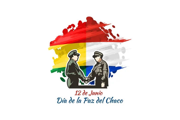 6月12日 チャコ平和の日 Happy Chaco休戦日 Dia Paz Del Chaco ベクトルイラスト グリーティングカード — ストックベクタ
