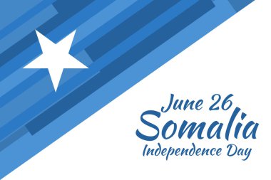 26 Haziran, Somali vektör illüstrasyonunun bağımsızlık günü. Tebrik kartı, poster ve afiş için uygun 