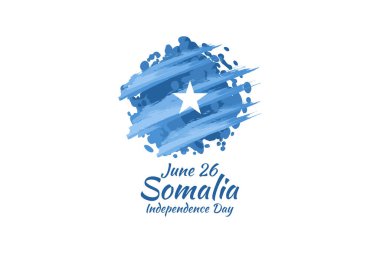 26 Haziran, Somali vektör illüstrasyonunun bağımsızlık günü. Tebrik kartı, poster ve afiş için uygun 