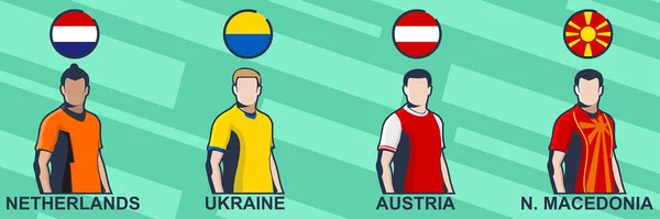 Football Jersey 2021 Netherlands Ukraine Austria North Macedonia Icon Football — Stock Vector