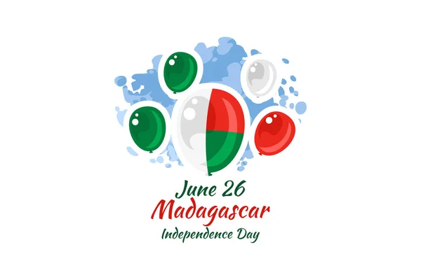Madagaskar Vektör Illüstrasyonunun Haziran Bağımsızlık Günü Tebrik Kartı Poster Afiş — Stok Vektör