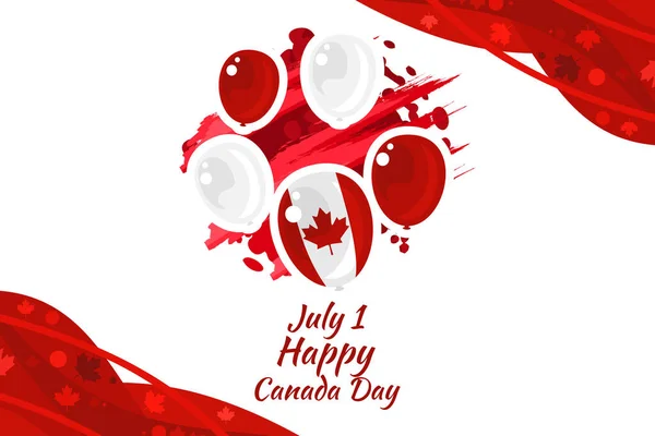 Luglio Happy Canada Day Vector Illustration Adatto Biglietto Auguri Poster — Vettoriale Stock