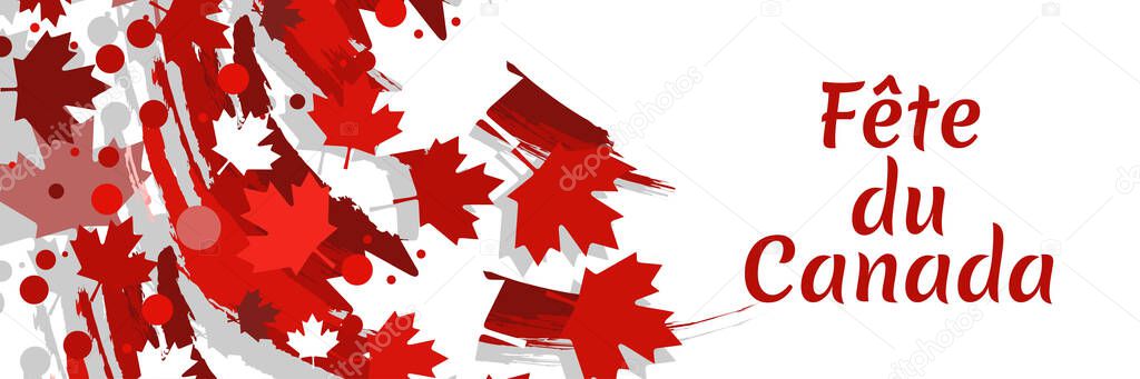 Translation: Canada Day. Happy Canada Day (fte du Canada) Maple Leaf Vector Illustration. Suitable for greeting card, poster and banner.