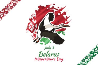 3 Temmuz, Belarus Bağımsızlık Günü vektör illüstrasyonu. Tebrik kartı, poster ve afiş için uygun