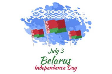 3 Temmuz, Belarus Bağımsızlık Günü vektör illüstrasyonu. Tebrik kartı, poster ve afiş için uygun