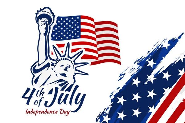 Den Nezávislosti Usa Červenec Americká Vlajka Barvy Malovat Tah Ilustrací — Stockový vektor