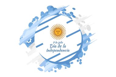 Çeviri: 9 Temmuz, Arjantin vektör illüstrasyonunun bağımsızlık günü. Tebrik kartı, poster ve afiş için uygun 
