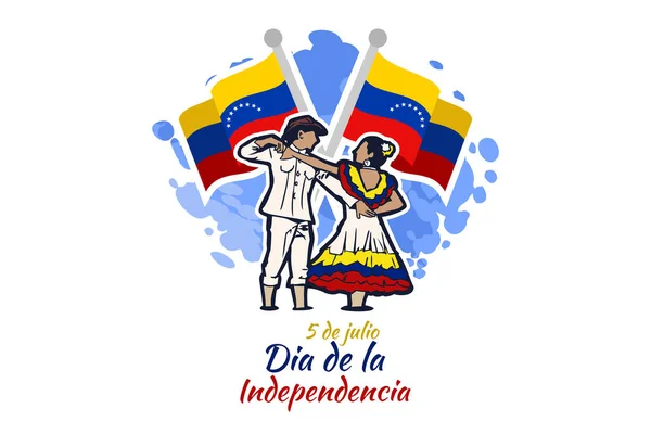 Çeviri Temmuz Bağımsızlık Günü Venezuela Vektör Illüstrasyonunun Bağımsızlık Günü Dia — Stok Vektör