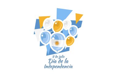 Çeviri: 9 Temmuz, Arjantin vektör illüstrasyonunun bağımsızlık günü. Tebrik kartı, poster ve afiş için uygun 