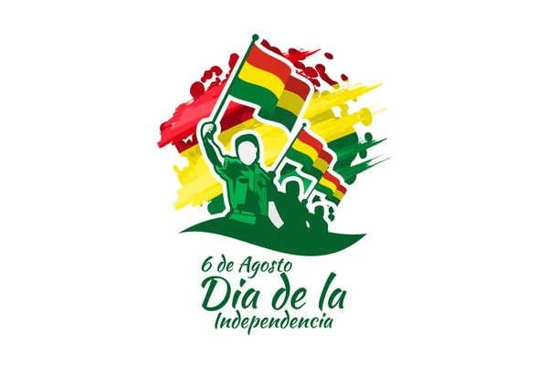 Přeložit Srpna Den Nezávislosti Den Nezávislosti Bolívijského Vektorového Ilustrace Vhodné — Stockový vektor