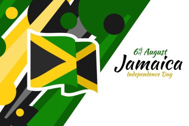 6 Ağustos, Jamaika vektör illüstrasyonunun bağımsızlık günü. Tebrik kartı, poster ve afiş için uygun. 