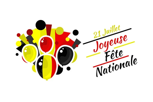 Översätt Juli Glad Nationaldag Glad Belgien Nationaldag Fte Nationale Belge — Stock vektor