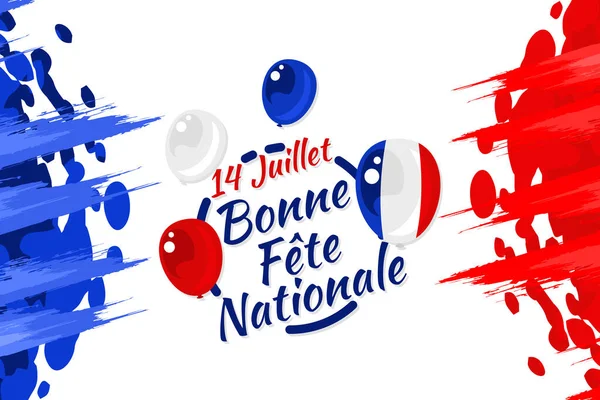 Traducir Julio Feliz Día Nacional Feliz Feliz Día Nacional Francia — Vector de stock