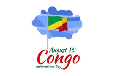 15 Ağustos, Kongo Cumhuriyeti Bağımsızlık Günü vektör illüstrasyonu. Tebrik kartı, poster ve afiş için uygun.