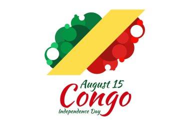 15 Ağustos, Kongo Cumhuriyeti Bağımsızlık Günü vektör illüstrasyonu. Tebrik kartı, poster ve afiş için uygun.