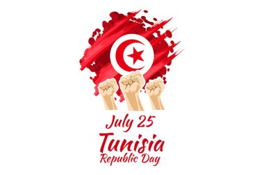 25 Temmuz, Tunus Cumhuriyet Günü vektör illüstrasyonu. Tebrik kartı, poster ve afiş için uygun.
