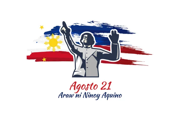 Traducción Agosto Día Del Ninoy Aquino Feliz Ninoy Aquino Day — Vector de stock
