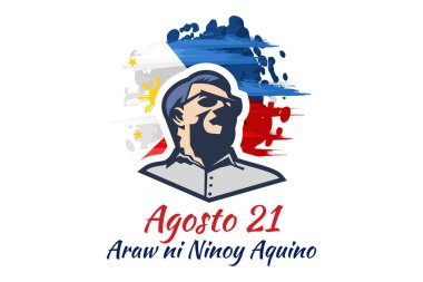 Çeviri: 21 Ağustos, Ninoy Aquino Günü. Ninoy Aquino Günü vektör çizimin kutlu olsun. Tebrik kartı, poster ve afiş için uygun.
