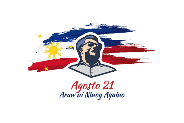 Traducción Agosto Día Del Ninoy Aquino Feliz Ninoy Aquino Day — Vector de stock