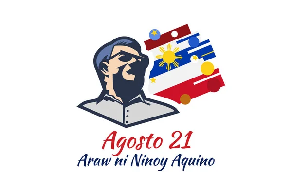 Traduction Août Journée Ninoy Aquino Happy Ninoy Aquino Day Illustration — Image vectorielle