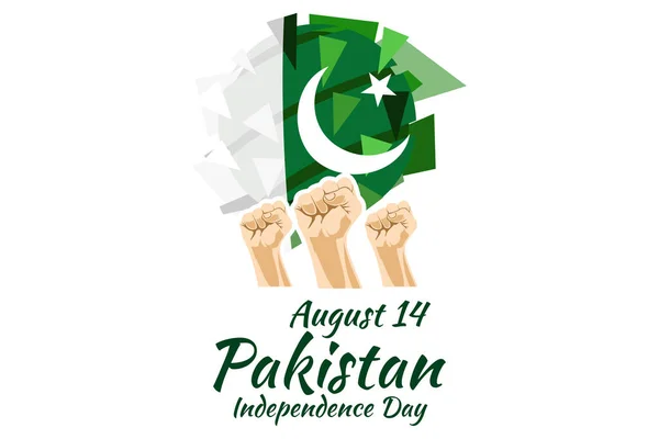 8月14日 快乐巴基斯坦独立日病媒图解 适用于贺卡 海报及横幅 — 图库矢量图片