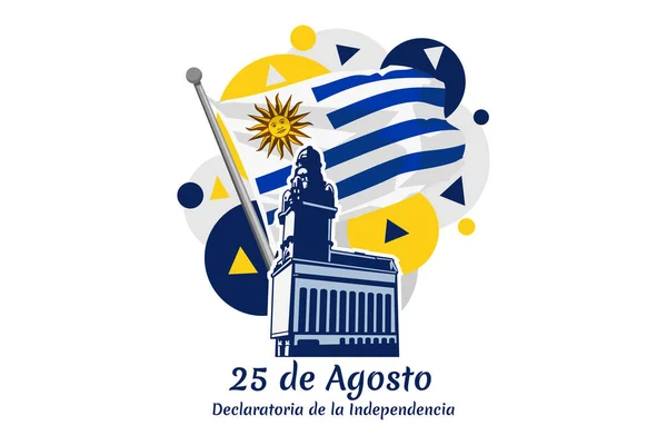 Översätt Augusti Självständighetsförklaring Glad Självständighetsdag Uruguay Vektor Illustration Lämplig För — Stock vektor