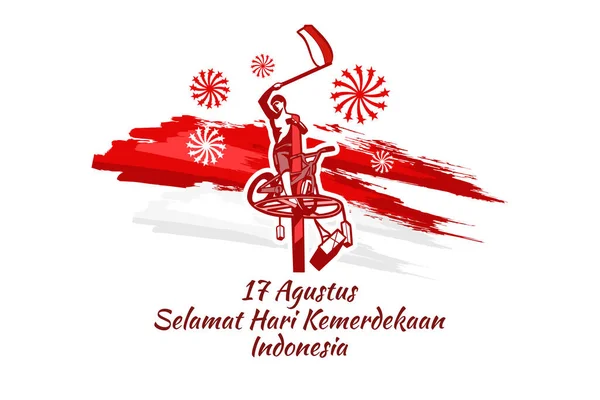 Terjemahan Agustus Selamat Hari Kemerdekaan Indonesia Ilustrasi Vektor Hari Kemerdekaan - Stok Vektor