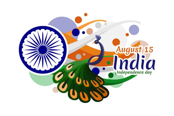 Augusztus Függetlenség Napja India Vektor Illusztráció Alkalmas Üdvözlőlap Poszter Banner — Stock Vector