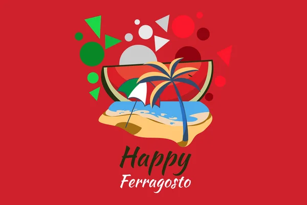 Traducir Feliz Ferragosto Doodle Art Happy Ferragosto Diseño Letras Para — Vector de stock