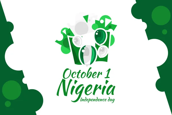 10月1日 ナイジェリア独立記念日ベクトルイラスト グリーティングカード ポスター バナーに適しています — ストックベクタ