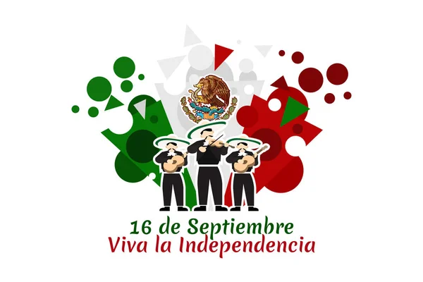 Traduction Septembre Vive Indépendance Joyeuse Fête Indépendance Mexique Fête Nationale — Image vectorielle