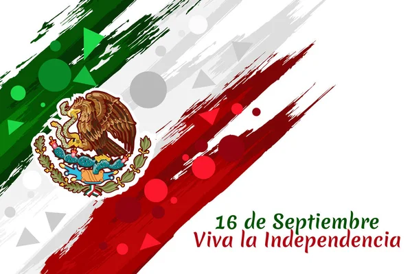 Traduction Septembre Vive Indépendance Joyeuse Fête Indépendance Mexique Fête Nationale — Image vectorielle