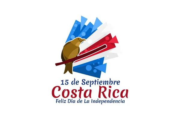 Tłumaczenie Września Kostaryka Szczęśliwego Dnia Niepodległości Szczęśliwego Dnia Niepodległości Kostaryki — Wektor stockowy